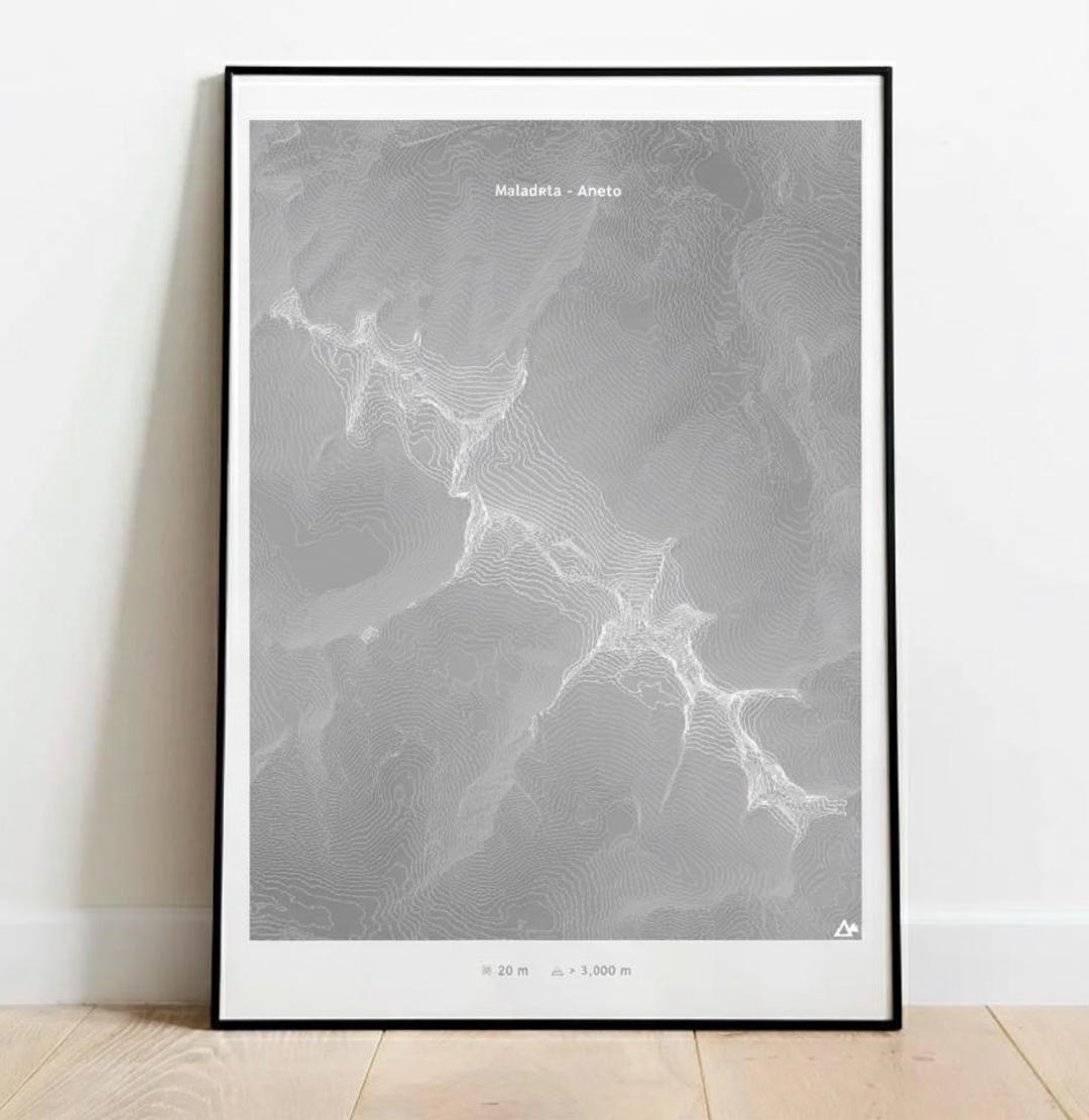 Topographic Map of the Aneto-maladeta Massif | Custom Contour Map ...