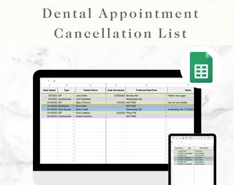 Dental Appointment Cancellation Spreadsheet
