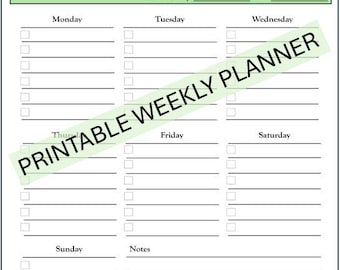 Agenda settimanale. Pianificazione della settimana. Planner stampabile. Planner settimanale stampabile