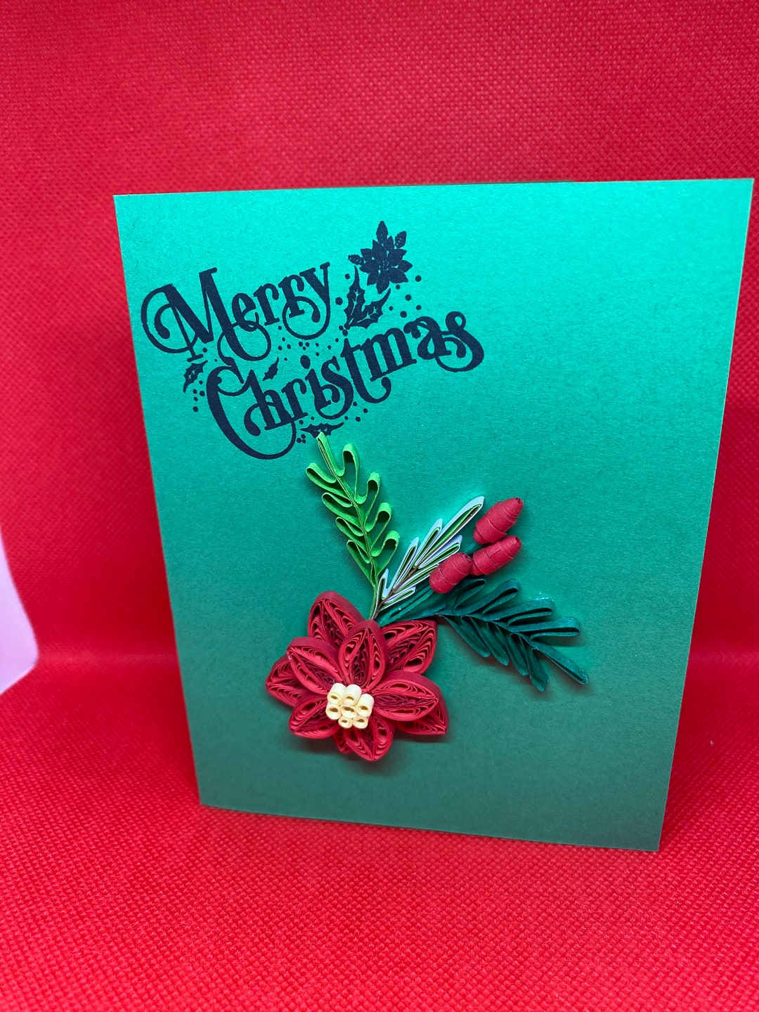 Quilled Poinsettia Flower Christmas Card Etsy