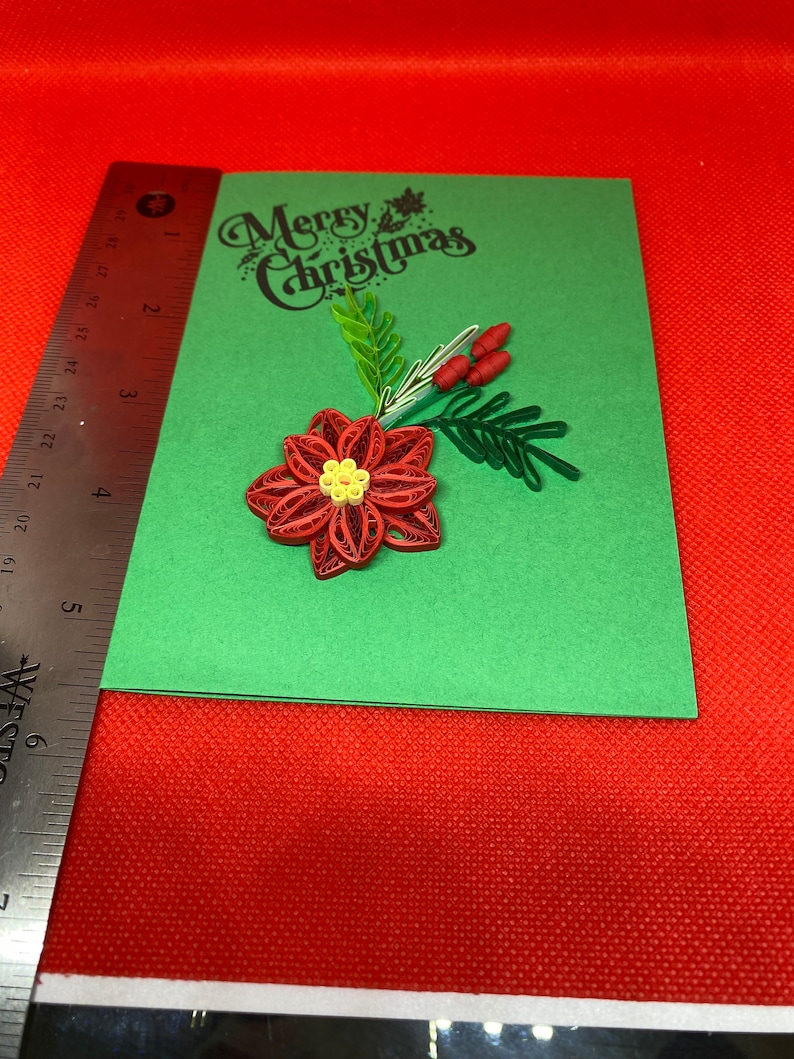 Quilled Poinsettia Flower Christmas Card Etsy