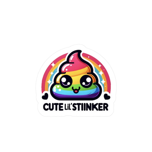 Sticker emoji mignon petit poussin arc-en-ciel caca