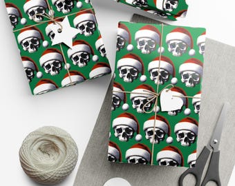 Graf Greyskull **Limited Edition Geschenkpapier** Totenkopf Weihnachtsmütze ----- Lustige festliche ausgefallene Weihnachtsgeschenkverpackung, Alternative Weihnachtsverpackung