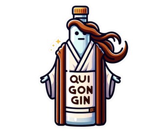 Qui Gon Gin - Calcomanía de vinilo parodia de Starwars