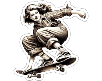 Vintage Skater Girl Sticker