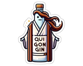 Qui Gon Gin - Pegatina parodia de Starwars