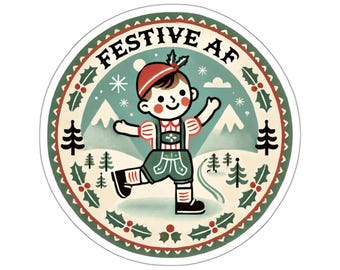 Festliche AF Kiss-Cut Aufkleber, Urlaubsstimmung, lustiger Weihnachtsaufkleber, Off-Color-Urlaubsaufkleber, festlicher Geschenkanhänger, Urlaub Partybevorzugung
