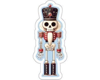 Skelett Nussknacker Aufkleber, Urlaub Abziehbild, Gruselige Vinyl, Tag der Toten Planer, Gothic Laptop Aufkleber, Gruseliger Sticker Bogen 2