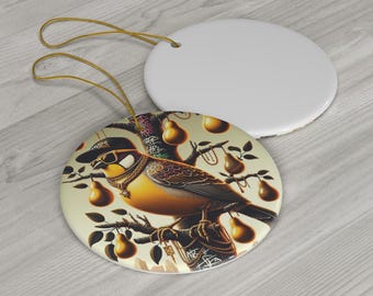 Keramik Ornament, Weihnachtsbaum Dekoration, Urlaub Ornament, Urban Rebhuhn, Festliche Wohnkultur, Fun Xmas Ornament