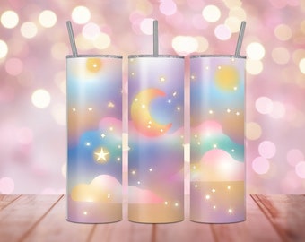 Moon, Tumbler Wrap, Digital Print, Tumbler, 3D Tumbler Wrap, Digital Download, Printables, Designs, Gift for Her, Gift, Pastel