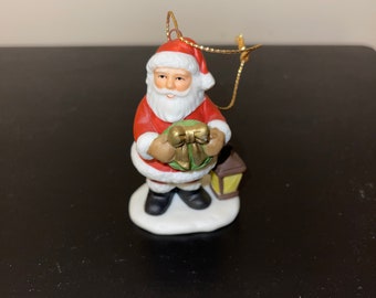 Vintage Homco Santa Claus Christmas Ornament Bisque Porcelain 2.75"