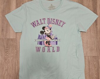 Walt Disney World Shirt Womens Medium Blue Purple Minnie Mouse 1971 Castle