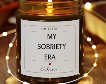 Personalized Sobriety Candle, Sober Anniversary Gift