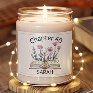 Personalized 40th Birthday candle,Chapter 40 candle,40th candle,40th Birthday Gift,40th Birthday Flower,40th birthday present Gift For Women