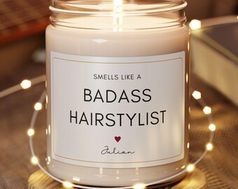 Hair Stylist Gift: Cosmetology Graduation Candle - Funny Beautician Present
