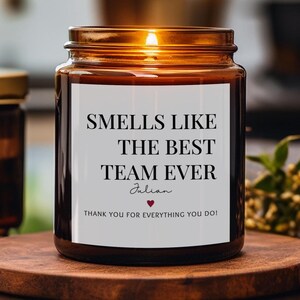 Personalized Team Candle, Corporate Employee Gift, Coconut Apricot Wax