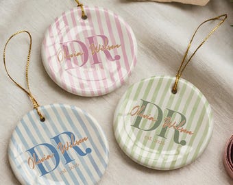 Personalized Doctor First Christmas Ceramic Ornament, Graduation Gift