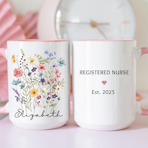 Personalized RN Coffee Mug with Name, Registered Nurse Gifts for New Nurse , RN Graduation Gift , Nurse Graduation Mug Gift, Nursing School