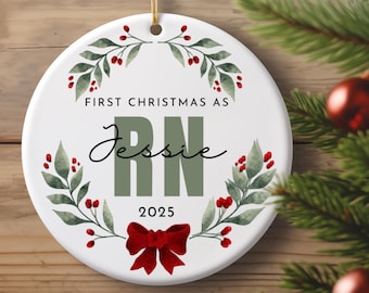 Personalized RN Ornament, First Christmas Gift for Nurse Graduate