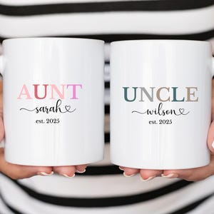 Pregnancy Announcement Aunt and Uncle Mug Set, New Aunt Gift, New Uncle Gift, Promoted to Aunt, Pregnancy Revel Gift Aunt Uncle, Aunt Mug