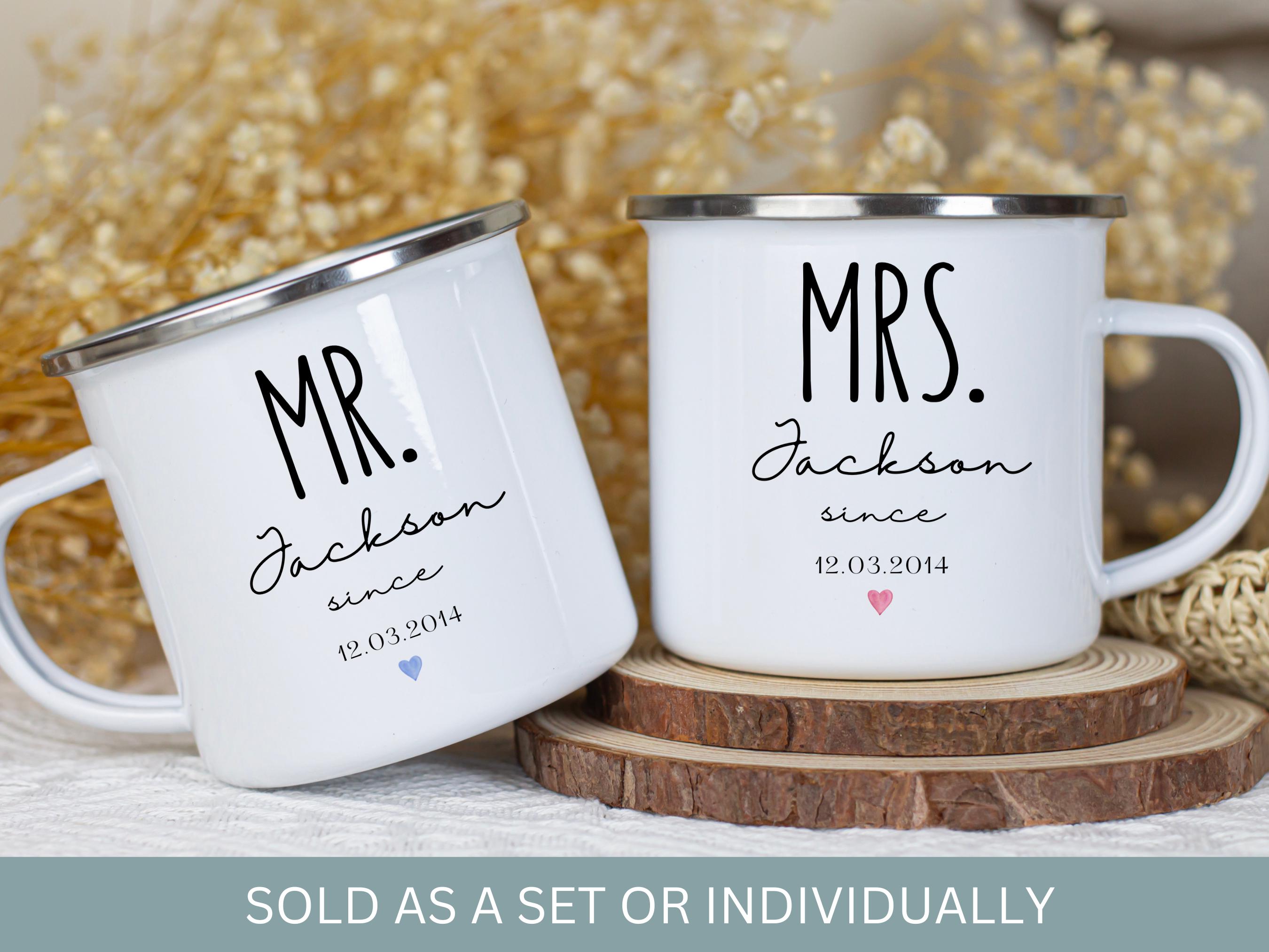 Personalized Anniversary Mug Set: Mr & Mrs, 10 Year Tin Gift - Etsy
