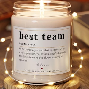 Employee Christmas Gifts Bulk, Personalized Best Team Candle, Corporate Gift, Team Appreciation, Coworker Gift, Employee Thank You Gifts