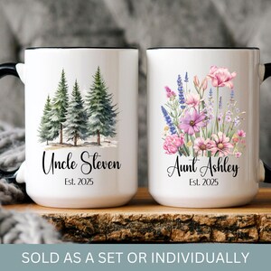Pregnancy Announcement Aunt and Uncle Mug Set, New Aunt Gift, New Uncle Gift, Promoted to Aunt, Pregnancy Revel Gift Aunt Uncle, Aunt Mug