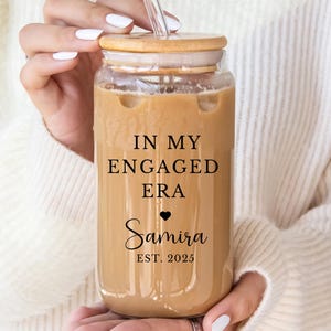 Personalized In my engaged era glass cup,Future Mrs tumbler,Custom Engagement Gift,Bridal Shower Gift,Bride To Be,Fiancée Gift, Gift for Her