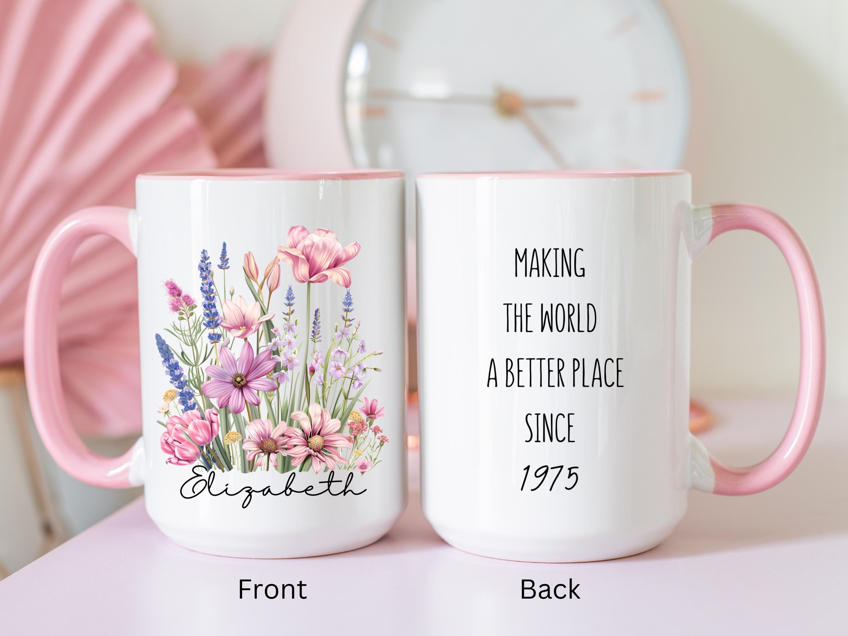 Custom 50th,60th,70th,80th birthday gifts,Great Grandma Birthday gift,wildflowers custom mug,1975 mug,floral mug,birthday gift for her