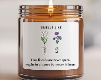 Personalized Birthflower Friendship Candle: Bestie Gift