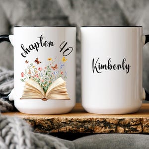 40th Years personalized gift, Custom mug for 40th birthday, Chapter 40 mug, Coffee cup with name, Birthday gift 1985, Custom birthday Mug.