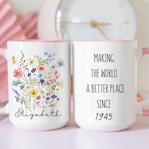 80th Birthday Gift,Custom Gifts for Woman,Sentimental Great Grandma Mug,Birthday Gift Born in 1945, Turning 80 Year Old Coffee Mug,Eighty