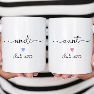 Pregnancy Announcement Aunt and Uncle Mug Set, New Aunt Gift, New Uncle Gift, Promoted to Aunt, Pregnancy Revel Gift Aunt Uncle, Aunt Mug