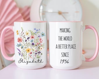 Custom 70th birthday mug for her, born in 1956 mug, Personalized birthday mug, chapter 70 mug, 70th gift for her