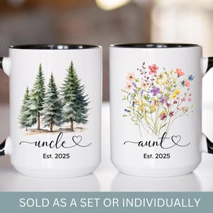 Pregnancy Announcement Aunt and Uncle Mug Set, New Aunt Gift, New Uncle Gift, Promoted to Aunt, Pregnancy Revel Gift Aunt Uncle, Aunt Mug