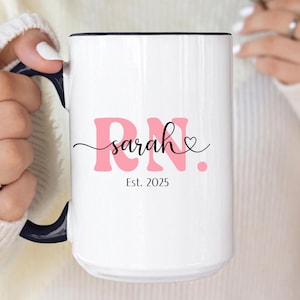 Personalized RN Coffee Mug with Name, Registered Nurse Gifts for New Nurse , RN Graduation Gift , Nurse Graduation Mug Gift, Nursing School