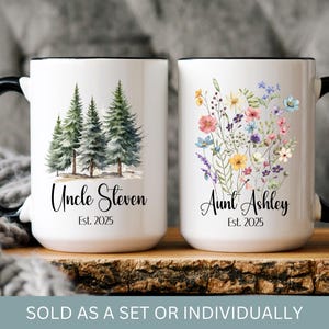 Pregnancy Announcement Aunt and Uncle Mug Set, New Aunt Gift, New Uncle Gift, Promoted to Aunt, Pregnancy Revel Gift Aunt Uncle, Aunt Mug