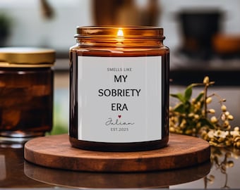 Personalized Sobriety Candle, Sober Anniversary Gift