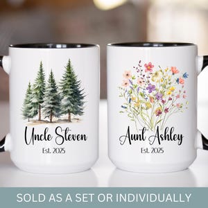 Pregnancy Announcement Aunt and Uncle Mug Set, New Aunt Gift, New Uncle Gift, Promoted to Aunt, Pregnancy Revel Gift Aunt Uncle, Aunt Mug
