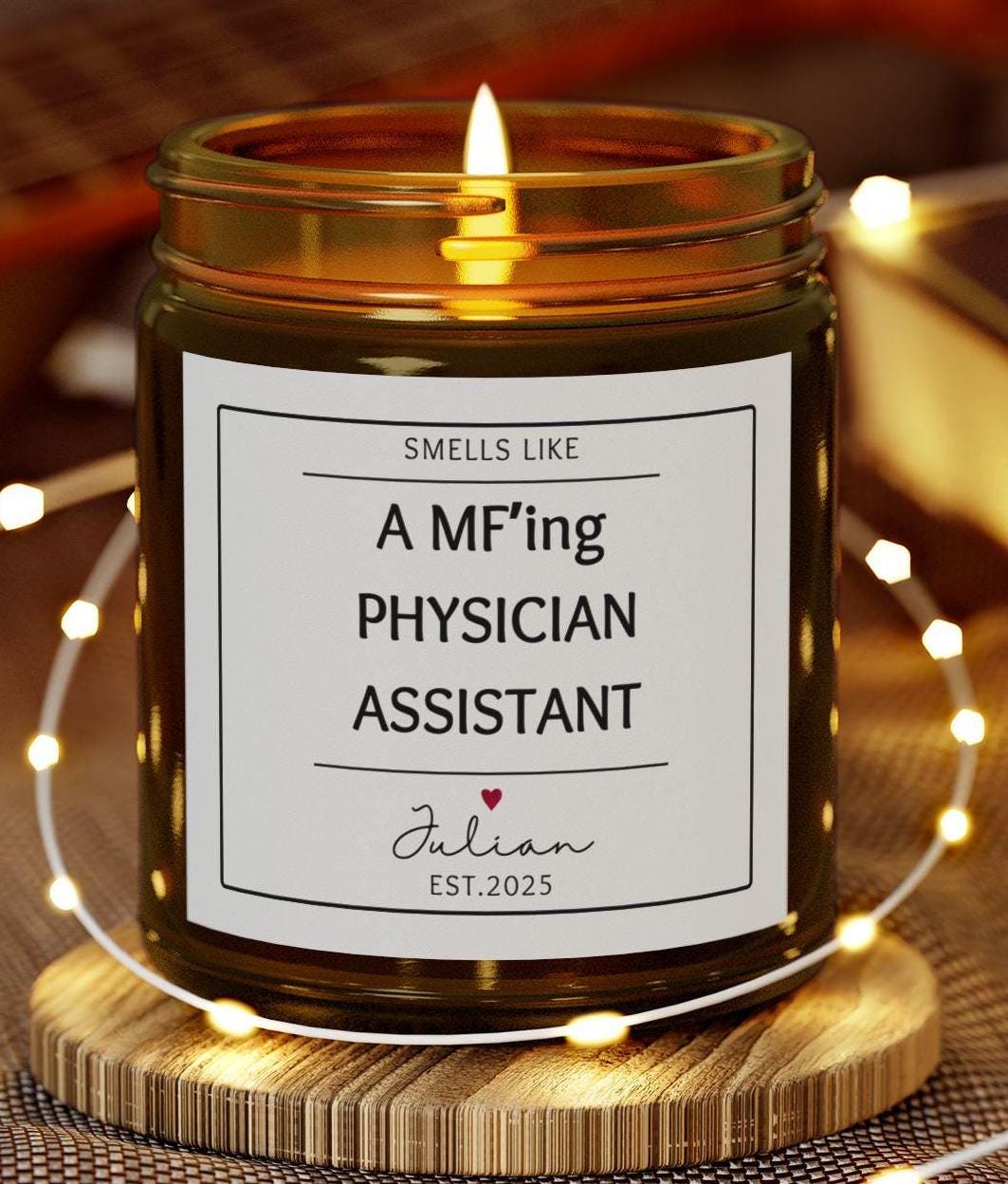 Personalized Physician Assistant Candle,Custom Gift for PA,PA School Graduation,School Acceptance,Gifts for New PA,White Coat Ceremony Gift