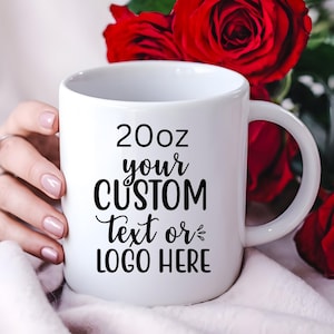 Custom Text 20oz Jumbo Mug: Personalized Photo Coffee Cup Gift