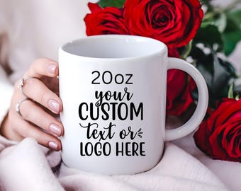 Custom Text Jumbo Mug Photo Coffee Cup Gift Personalized Mom Dad Christmas Birthday Present 20oz Large Mug with Text Create Your Own Big Cup