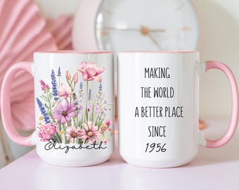 Custom 70th birthday mug for her, born in 1956 mug, Personalized birthday mug, chapter 70 mug, 70th gift for her