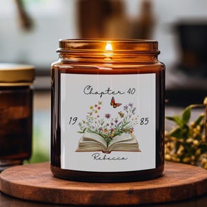 Personalized 40th Birthday candle,Chapter 40 candle,40th candle,40th Birthday Gift,40th Birthday Flower,40th birthday present Gift For Women
