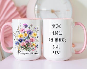 Custom 50th birthday mug for her, born in 1976 mug, Personalized birthday mug, In my fifties era cup name, chapter 50 mug, 50th gift for her