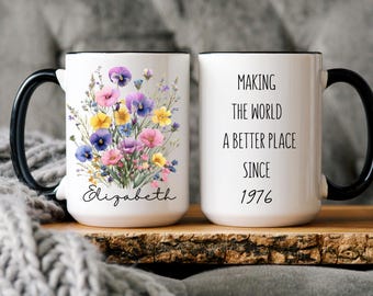Custom 50th birthday mug for her, born in 1976 mug, Personalized birthday mug, In my fifties era cup name, chapter 50 mug, 50th gift for her