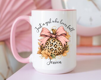 Custom Fall Girl Coffee Mug: Personalized Autumn Gift