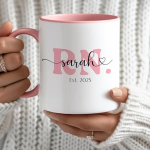 Personalized RN Coffee Mug with Name, Registered Nurse Gifts for New Nurse , RN Graduation Gift , Nurse Graduation Mug Gift, Nursing School