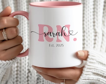 Personalized RN Coffee Mug, Registered Nurse Graduation Gift