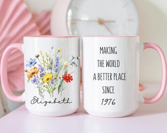 Custom 50th birthday mug for her, born in 1976 mug, Personalized birthday mug, In my fifties era cup name, chapter 50 mug, 50th gift for her